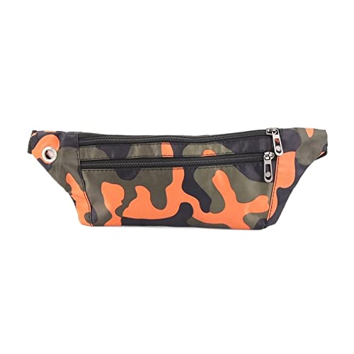 Camouflage Dark Grain Bum Bag Canvas Unisex Fanny Pack Waist Hip Belt Bag Purse Pouch Pocket Travel Running Sport Bum (Color : Orange) von ERICAT