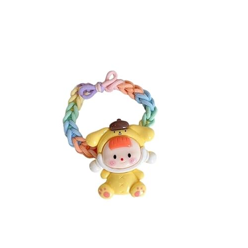 Cartoon Cat Dog Character Color Weave Elastic Hair Band For Girl Cute Kawaii Fairy Ponytail Hair Rope (Color : C4) von ERICAT