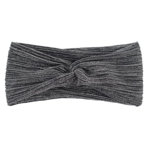 Damen Bronzing Color Gefaltetes Stirnband Atmungsaktive elastische Stirnbänder for Mädchen Mesh Haarband Zubehör (Color : Black Silver) von ERICAT