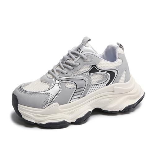 Damen Dicke Sohle Trainer Modische Vielseitige Leichte Bequeme Mesh Erhöhte Atmungsaktive Sportschuhe Einfache Freizeit rutschfest Reise Sportschuhe von ERICAT