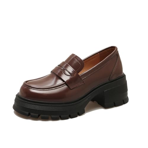 Damen EIN Fuß Steigbügel High Heels Leichtgewicht Retro Mode England Stil Vielseitig Einfach Lefou Schuhe Erhöht Dünn Temperament Arbeitsschuhe von ERICAT