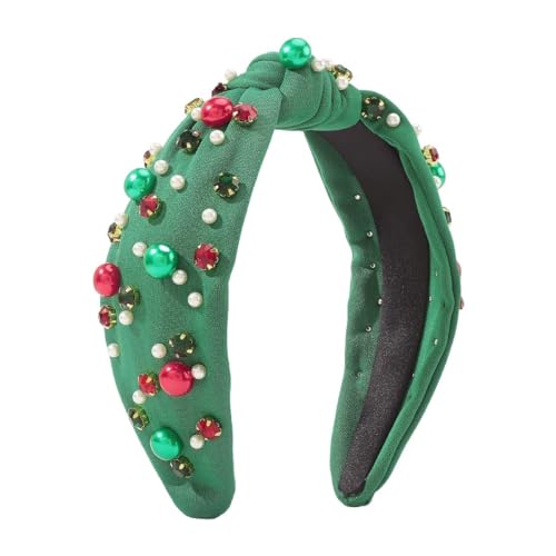 Damen Haarschmuck Perlen Perle Strass Knoten Haarband Stirnband (Color : Army Green) von ERICAT