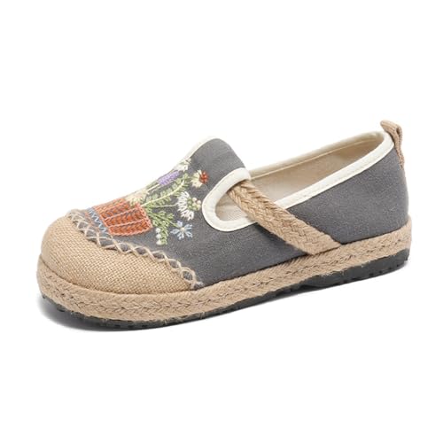 Damen Leinen Weben Schuhe Hand Stitching Stickerei Schuhe Big Toe Low Walking Casual Schuhe Vintage Oriental Ethnic Style Lady Segeltuchschuhe von ERICAT