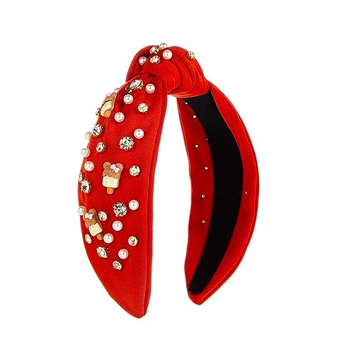 Damen-Stirnband, einfarbig, breites seitliches Haarband, Mittelknoten, lässig, for Erwachsene, Kopfbedeckung, Haar-Accessoires (Color : Rose Red, Size : One size) von ERICAT