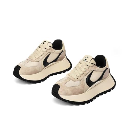 Dicke Sohle Erhöhte Freizeit-Trainer Bequeme Leichte Outdoor-Schuhe Frauen Low-Top Fashion Sneakers Retro Colour Blocking Daddy Schuhe von ERICAT