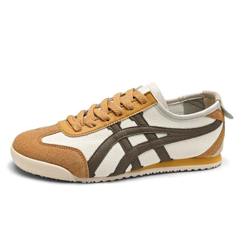 ERICAT Damen Flache Schuhe Leichte Atmungsaktive Turnschuhe Lace Up Low Top Walking Schuhe Rutschfestes Training Langsame Walking Schuhe Braun 40 EU von ERICAT