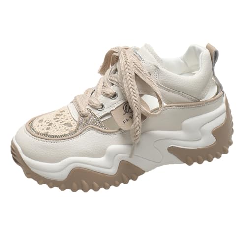 ERICAT Damen Plattform Chunky Sneakers Atmungsaktiv Leichtgewicht Freizeitschuhe Ausgehöhlt Gepolstert Trainer Lace Up Mode Sportschuhe von ERICAT