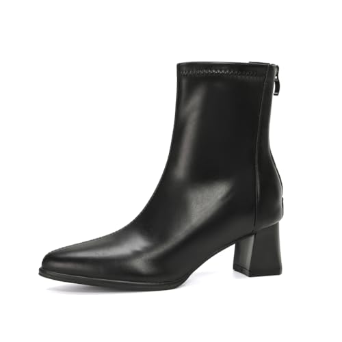 ERICAT Damen Spitze Lederstiefel Süße sanfte einfache Rücken-Reißverschluss Herbst und Winter Kurze Stiefel Elegant Vielseitig Bequem Atmungsaktiv Temperament Mode Stiefel von ERICAT