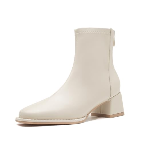 Damenmode Lederstiefel Herbst und Winter Einfach Casual Pendeln Hundert Passend Mittlere Stiefel Temperament Dame Sanft Büro Stiefel von ERICAT