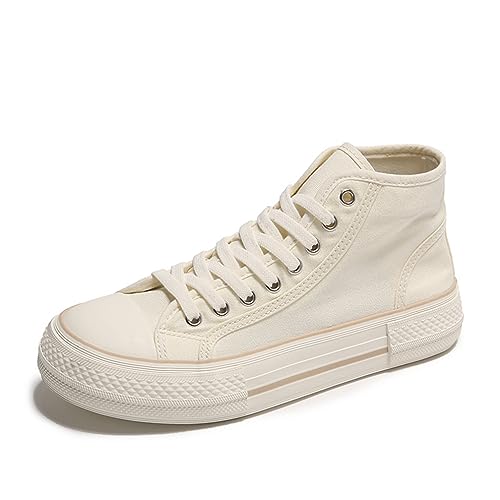 ERICAT Hässlich Niedlich Großer Kopf High-top Segeltuchschuhe Weibliche Studenten Dünne Modelle Hundert Sportliche Freizeitschuhe Runder Kopf Schnürschuhe Anti-Kollision Zehe von ERICAT