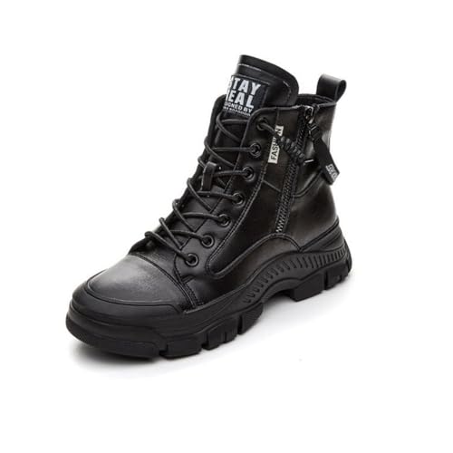 ERICAT High-Top Freizeitschuhe Damen Sport Einzelne Meile Kurze Stiefel Rund Kopf Seite Reißverschluss Herbst und Winter Erhöhung Dicker Boden Flache Stiefel von ERICAT