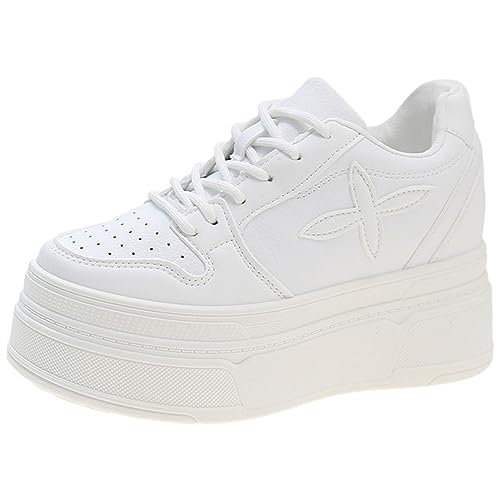 ERICAT Sport Casual Schuhe Daddy Schuhe unsichtbar innerhalb der hohen weißen Schuhe weiblich weiches Leder 6,5cm dicken Boden Muffin Schuhe Casual Board Schuhe von ERICAT