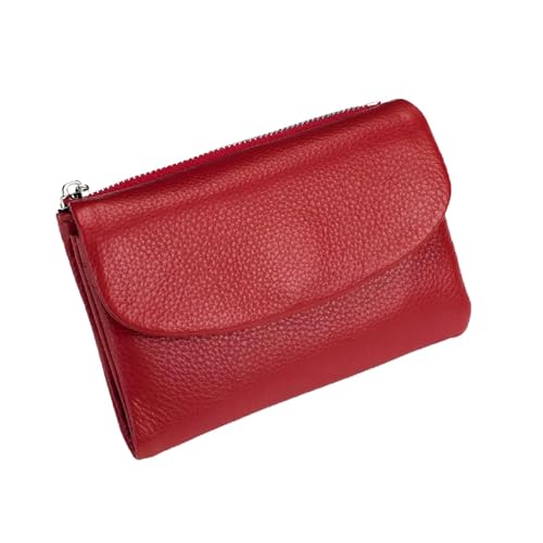 ERICAT Unisex Leather Wallet, Genuine Leather Coin Purse, Small Compact Bifold Pocket Purse with Credit Card Holder, Genuine Wallet(Red) von ERICAT