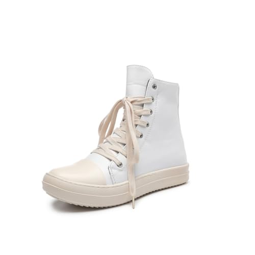 ERICAT Weiße Board-Schuhe Runder Kopf Sportschuhe Dicker Boden Muffin-Schuhe Flache Segeltuchschuhe High-top-Schuhe Reiseschuhe ERICAT Weiße Board-Schuhe Runder Kopf Sportschuhe Dicker Boden Muffin-Schuhe Flache Segeltuchschuhe High-top-Schuhe Reiseschuhe von ERICAT