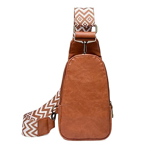 Einfarbige Brusttasche for Damen, große Kapazität, Reisetasche aus PU-Leder, Umhängetasche im nationalen Stil, Gürteltasche, Damen, täglich, Bauchtaschen (Color : Brown) von ERICAT