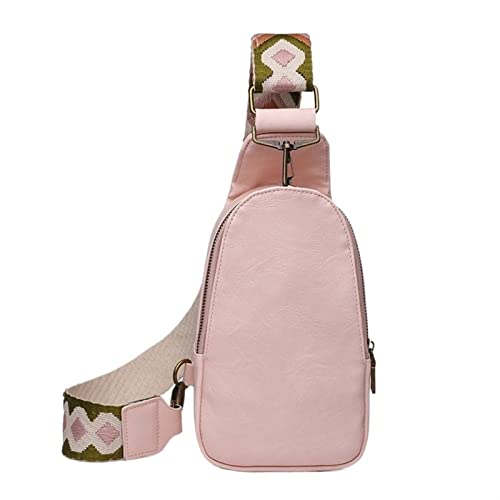 Einfarbige Brusttasche for Damen, große Kapazität, Reisetasche aus PU-Leder, Umhängetasche im nationalen Stil, Gürteltasche, Damen, täglich, Bauchtaschen (Color : Pink) von ERICAT