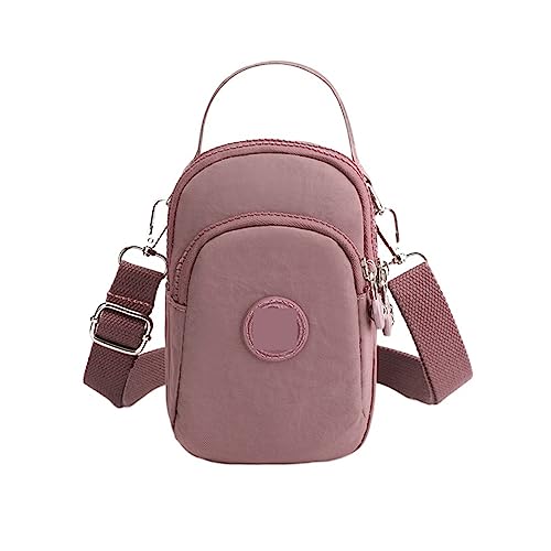 Einfarbige Umhängetasche for Damen, Kleine Tasche, Reisetasche, Handytasche, Gürteltasche, Damen, Täglich, Nylon, Umhängetasche, Straßengürteltasche (Color : Pink) von ERICAT