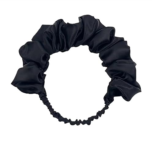 Einfarbiges Kopftuch, Riemen, Falten, Elastizität, modisches Stirnband for Mädchen, Schlaf, Frauen, Outdoor-Kopfbedeckung (Color : BLACK) von ERICAT