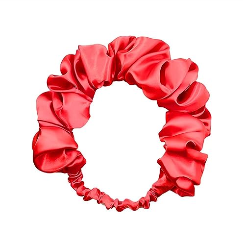 Einfarbiges Kopftuch, Riemen, Falten, Elastizität, modisches Stirnband for Mädchen, Schlaf, Frauen, Outdoor-Kopfbedeckung (Color : RED) von ERICAT