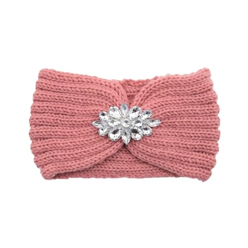 Elegante Frauen Strass Gestrickte Haarbänder Ohr Schutz Stirnband Kopf Gesicht Waschen Übung Yoga Warme Headwrap (Color : Bright pink) von ERICAT