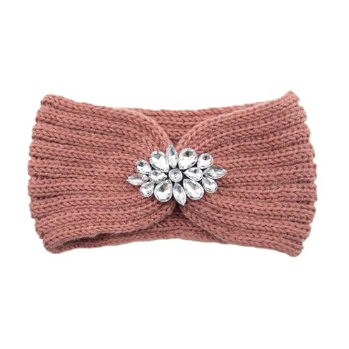 Elegante Frauen Strass Gestrickte Haarbänder Ohr Schutz Stirnband Kopf Gesicht Waschen Übung Yoga Warme Headwrap (Color : Korean Pink) von ERICAT