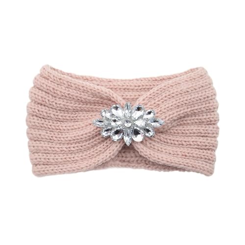 Elegante Frauen Strass Gestrickte Haarbänder Ohr Schutz Stirnband Kopf Gesicht Waschen Übung Yoga Warme Headwrap (Color : Light Pink-01) von ERICAT