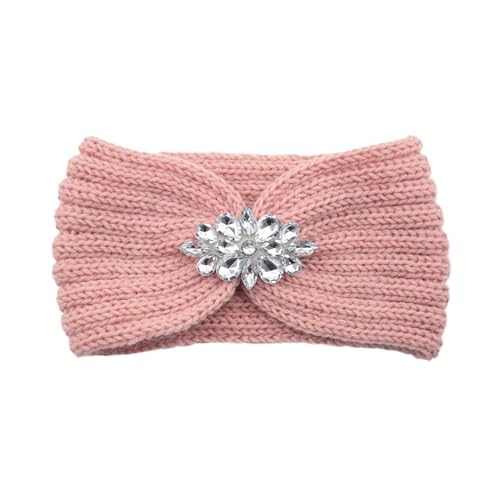 Elegante Frauen Strass Gestrickte Haarbänder Ohr Schutz Stirnband Kopf Gesicht Waschen Übung Yoga Warme Headwrap (Color : Pink) von ERICAT