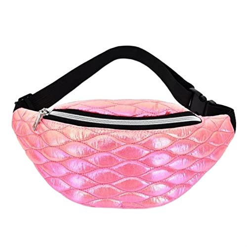 Fanny Pack Holographic Fish Patt Belt Bag Banana Waist Packs Reflektierende Laser-Umhängetasche Waist Pochete Women Belt Bag (Color : Fen se) von ERICAT