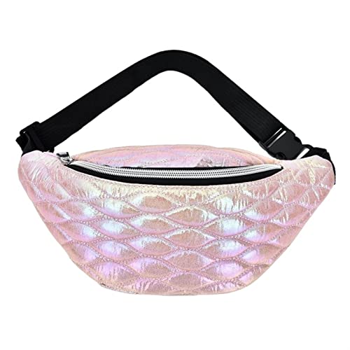 Fanny Pack Holographic Fish Patt Belt Bag Banana Waist Packs Reflektierende Laser-Umhängetasche Waist Pochete Women Belt Bag (Color : Qian Fen se) von ERICAT