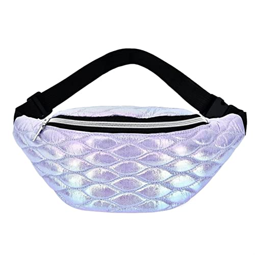 Fanny Pack Holographic Fish Patt Belt Bag Banana Waist Packs Reflektierende Laser-Umhängetasche Waist Pochete Women Belt Bag (Color : Zi se) von ERICAT