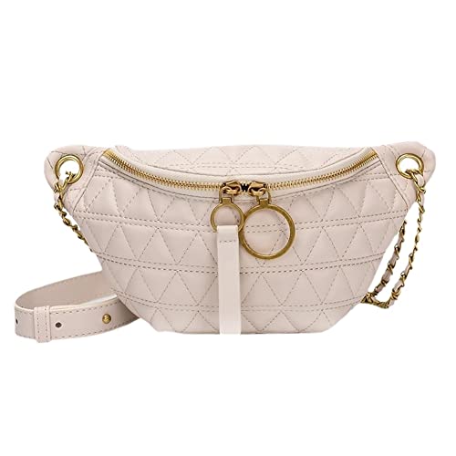 Frauen Gürteltasche Brusttasche Weibliche Taille Geldbörse Umhängetaschen Damen PU Leder Umhängetasche (Color : White) von ERICAT