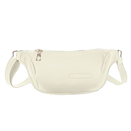 Frauen Gürteltasche Fanny Pack PU-Leder Dame Brusttaschen Multifunktions Mobile Geldbörse Mode Reisetasche (Color : White) von ERICAT