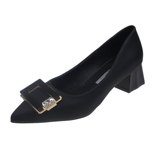 Frauen Mitte hochhackigen High Heels Pointed Light Luxus Pumps 5cm Schwarz Gericht Schuhe Klassische Lederschuhe Bühne Modell Bankett Celebrity Einzelne Schuhe von ERICAT