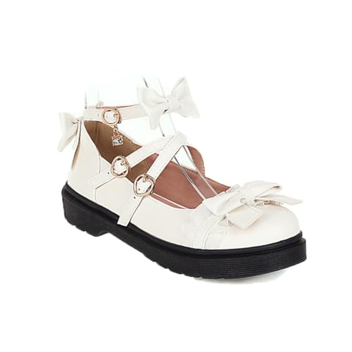 Frauen Plus Größe Flach Mary Jane Schuhe Spitze Bowknot Süß Lolita Schuhe Japanisch Uniform Schuhe Tea Party Täglich Fee Schuhe von ERICAT