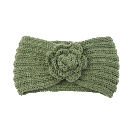 Frauen Rose Blume Gestrickte Stirnbänder Frauen Kopf Wrap Breite Haarband Haar Zubehör (Color : Green) von ERICAT