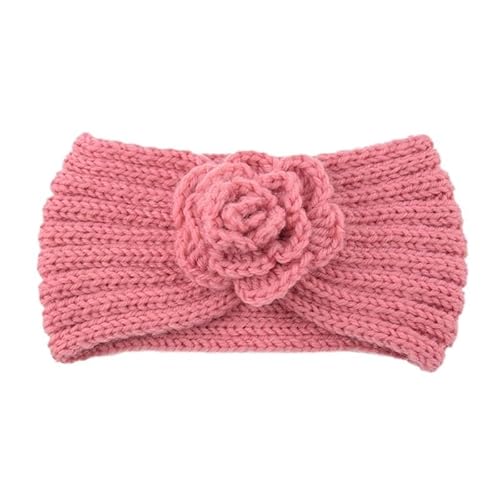 Frauen Rose Blume Gestrickte Stirnbänder Frauen Kopf Wrap Breite Haarband Haar Zubehör (Color : Skin pink) von ERICAT