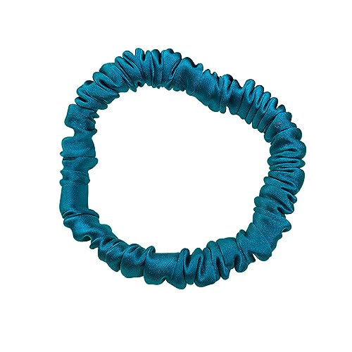 Frauen Solide Scrunchies Elastische Haarbänder 1 cm Niedliche Haargummis Mädchen Haarschmuck Kopfband Kopf Kleid (Color : Peacock blue) von ERICAT