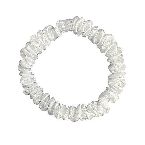 Frauen Solide Scrunchies Elastische Haarbänder 1 cm Niedliche Haargummis Mädchen Haarschmuck Kopfband Kopf Kleid (Color : White) von ERICAT