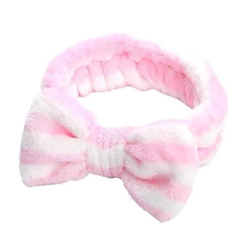Frauen Stirnband Waschen Gesicht Weiche Haar Halter Elastische Top Knoten Haarbänder Mädchen Kopfbedeckungen (Color : Pink Stripe-21x6cm) von ERICAT
