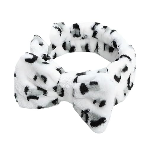 Frauen Stirnband Waschen Gesicht Weiche Haar Halter Elastische Top Knoten Haarbänder Mädchen Kopfbedeckungen (Color : White Leopard-21x6cm) von ERICAT