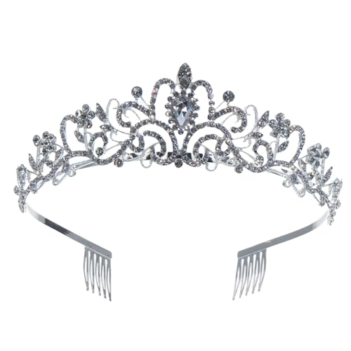 Frauen mit Kämmen, rosa Kristall-Perlen-Stirnband, Kopfbedeckung (Color : Silver A) von ERICAT