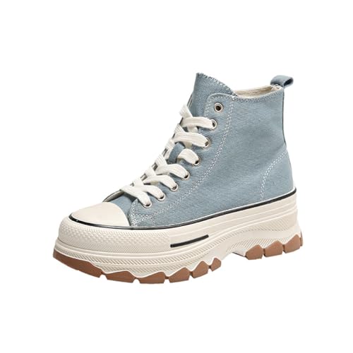 Frühling und Herbst Weicher Boden High Top Board Schuhe Frauen Sport Erhöhte Höhe Segeltuch Schuhe Casual Outdoor Travel Schuhe Muffin Bottom Walking Schuhe von ERICAT