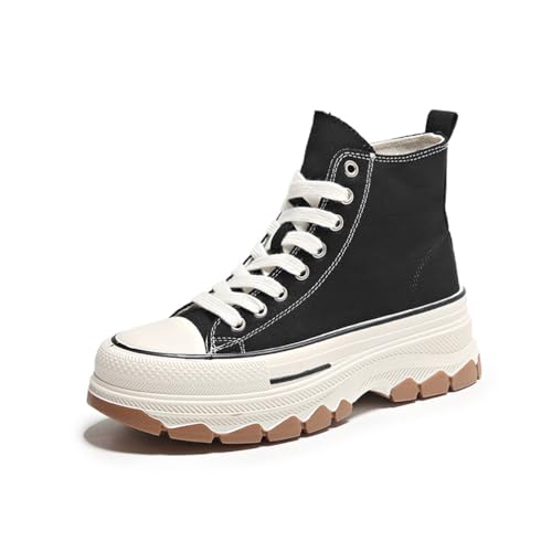 Frühling und Herbst Weicher Boden High Top Board Schuhe Frauen Sport Erhöhte Höhe Segeltuch Schuhe Casual Outdoor Travel Schuhe Muffin Bottom Walking Schuhe von ERICAT