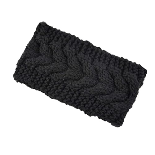 Gestrickte Stirnbänder Wärmer Häkeln Breites Haarband Turban for Frauen Bandana Headwrap Haar Breite Kopfbedeckung Zubehör (Color : Black) von ERICAT