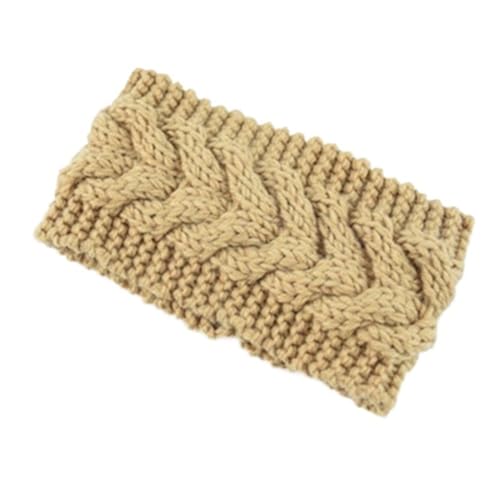 Gestrickte Stirnbänder Wärmer Häkeln Breites Haarband Turban for Frauen Bandana Headwrap Haar Breite Kopfbedeckung Zubehör (Color : Tan) von ERICAT