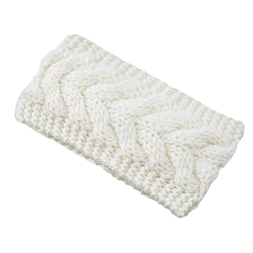 Gestrickte Stirnbänder Wärmer Häkeln Breites Haarband Turban for Frauen Bandana Headwrap Haar Breite Kopfbedeckung Zubehör (Color : White) von ERICAT