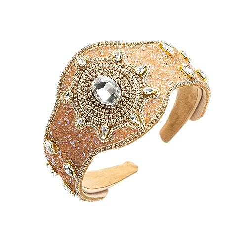 Glänzender Haarreif mit Strass-Perlen for Mädchen, Perlen-Kopf-Haarband, Stirnband for Frauen, Haar-Accessoires (Color : Khaki, Size : One size) von ERICAT