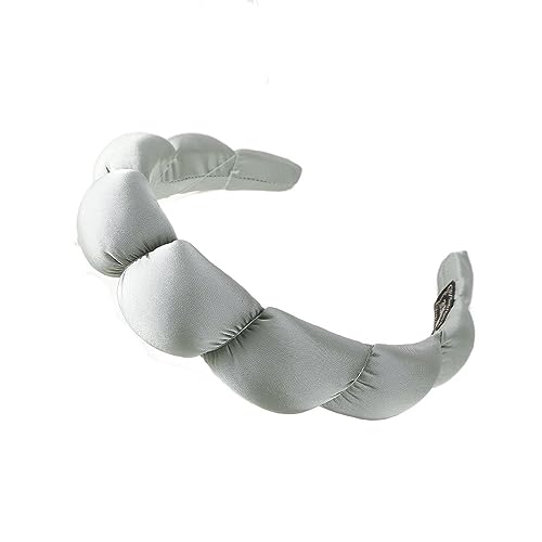 Großes breites Twist-Schwamm-Stirnband, gepolsterte Haarreifen for Frauen und Mädchen, gewelltes geflochtenes Haar-Accessoire (Color : 3122F(Satin), Size : One size) von ERICAT