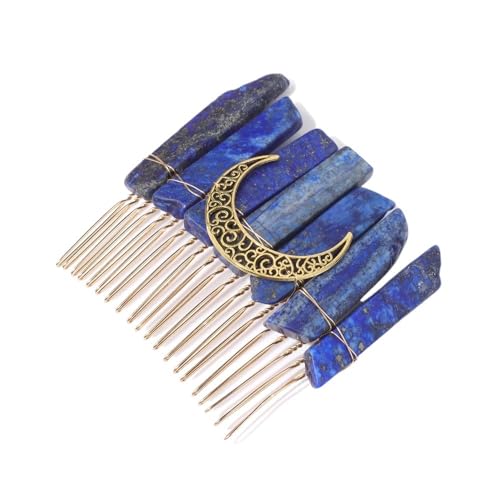 Halbmond Haarkämme for elegante Frauen Hochzeit Haarschmuck unregelmäßige Stein Haarnadel Braut Kopfbedeckung (Color : Lapis Lazuli) von ERICAT