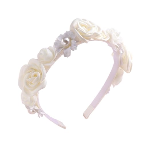 Handgefertigte Blumen-Mädchen-Stirnbänder, niedliche Perlen-Feder-Tanz-Kopfbedeckungs-Accessoires (Color : B4) von ERICAT